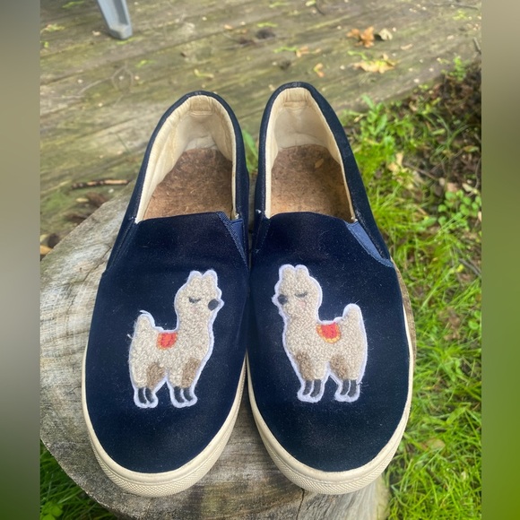 Soludos Velvet Llama Blue Slip On Sneaker Women’s‎ Size 10 - Picture 4 of 10